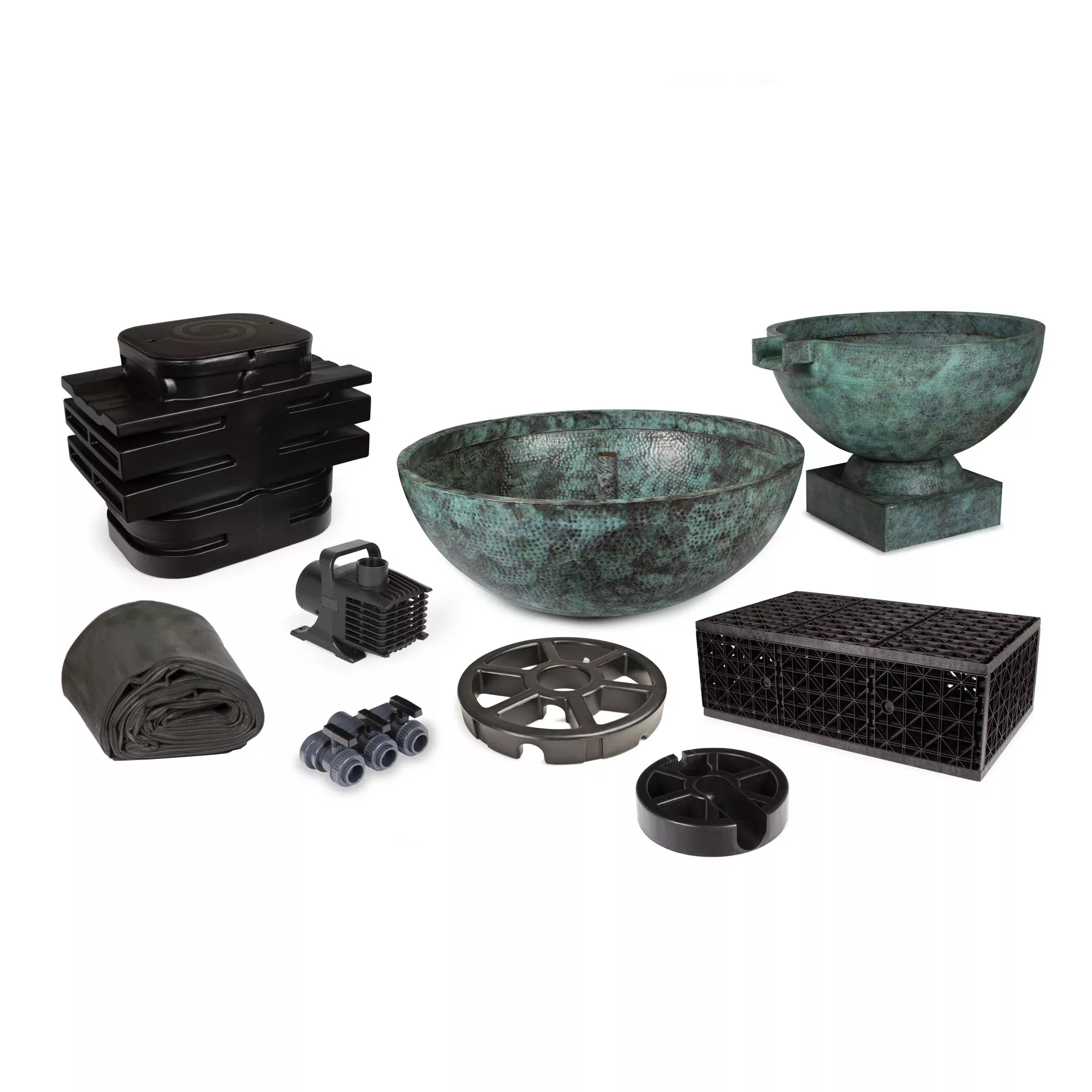 Atlantic Water Gardens 2 Pc. Hammered Brass Bowl Kit