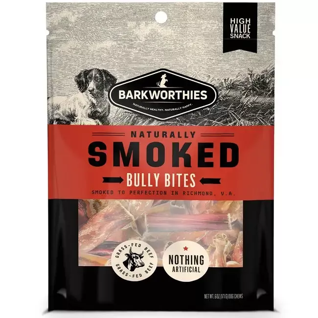Barkworthies Naturally Smoked Bully Bites, 6oz Pack