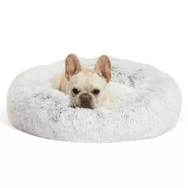 Best Friends by Sheri The Original Calming Donut Cat & Dog Bed, Frost Shag Fur