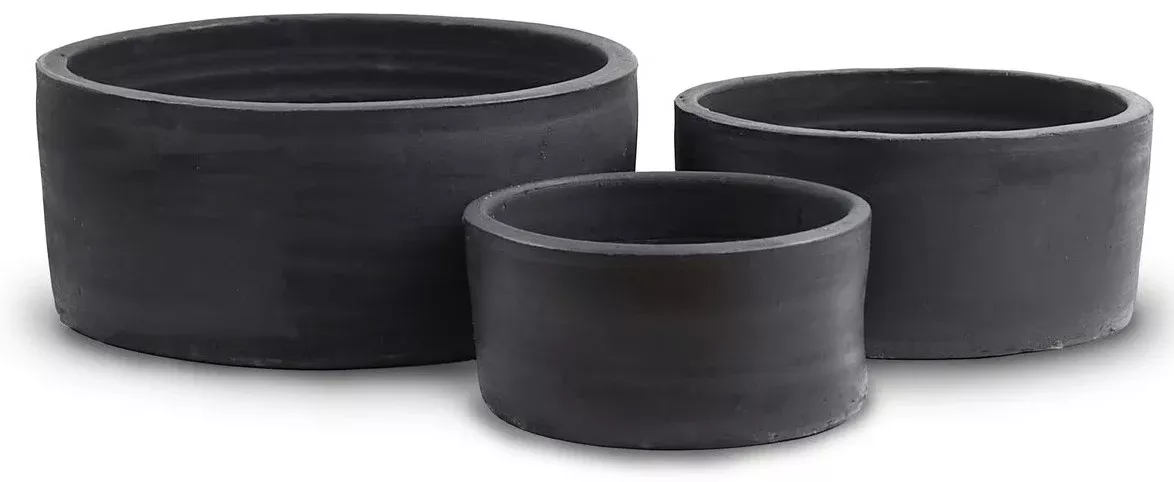 Black Stain Low Profile Cylinder Pot