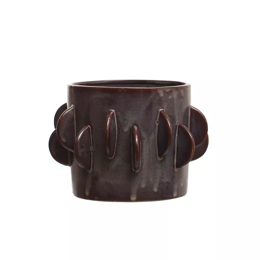 Bloomingville Handmade Stoneware Planter with Reactive Glaze, Brown