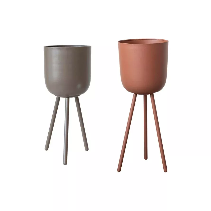 Bloomingville Round Footed Metal Planters