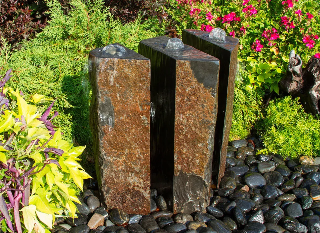 Blue Thumb Basalt Fountain Kit - 24" Triple Split Polished 3 Piece