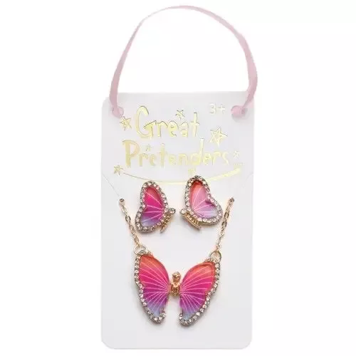Boutique Butterfly Necklace & Studded Earring Set