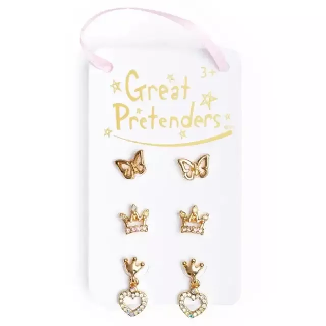 Boutique Royal Crown Studded Earrings 3-Pair