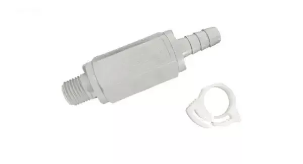Check Valve, PVC, 3/8″ barb x 1/4″ NPT