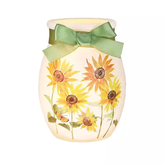 Cheerful Sunflowers Pre-Lit Small Jar with Ribbon JJS5280