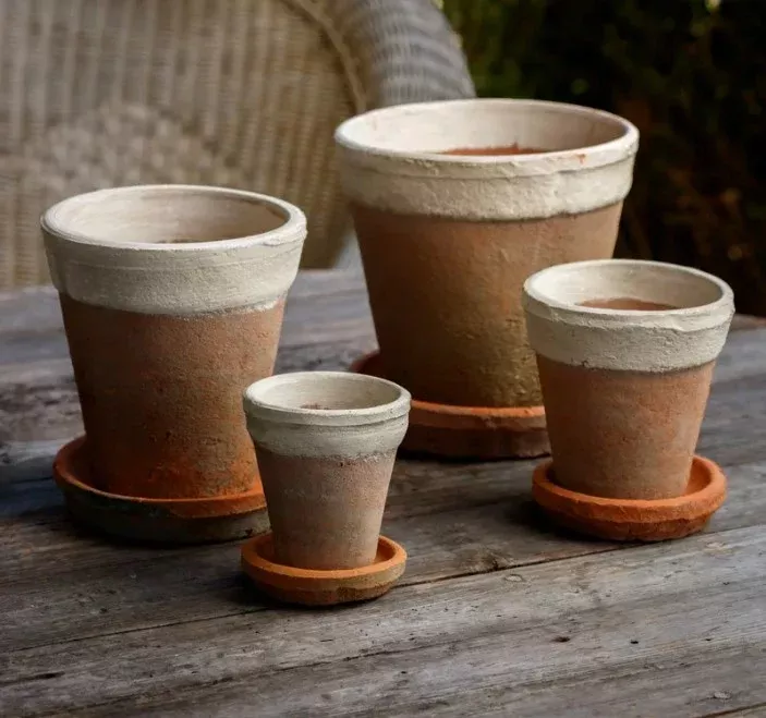 Collier Antiqued Red Herb Pots