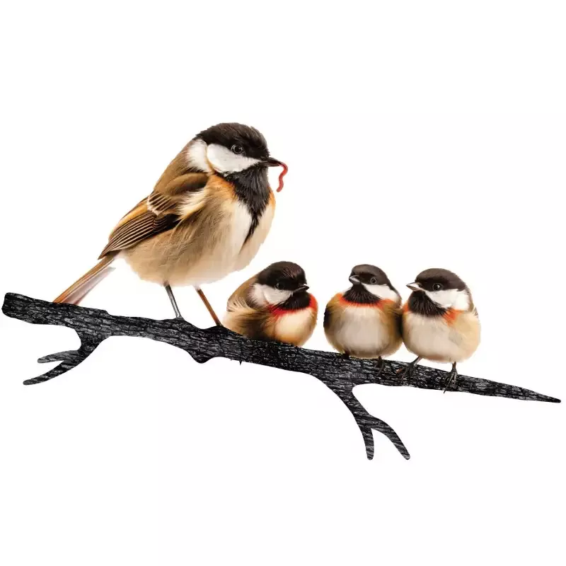 Decorative Tree Stake – Chickadee with Chicks