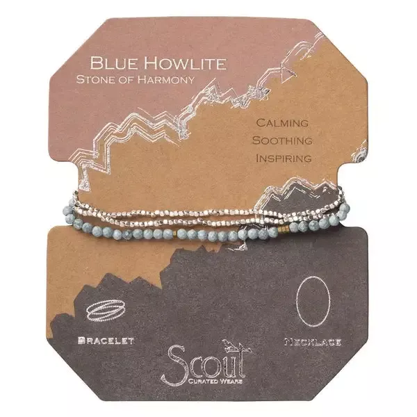 Delicate Stone Wrap Bracelet/Necklace – Blue Howlite