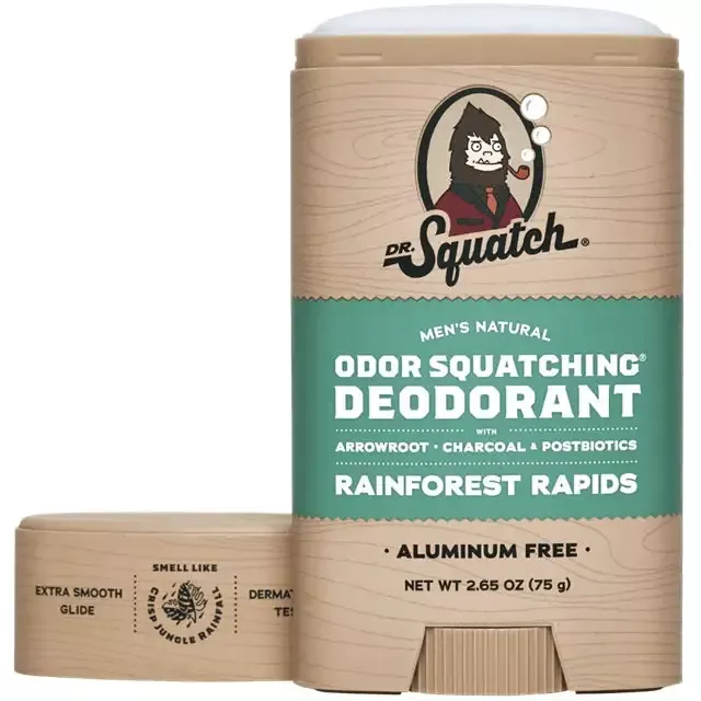 Dr. Squatch Men’s Aluminum-Free Natural Deodorant, Rainforest Rapids