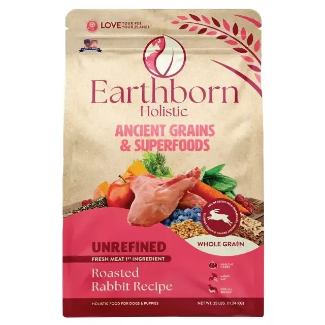 Earthborn Holistic Unrefined Roasted Rabbit with Ancient Grains & Superfoods Dry Dog Food 25 Lbs.