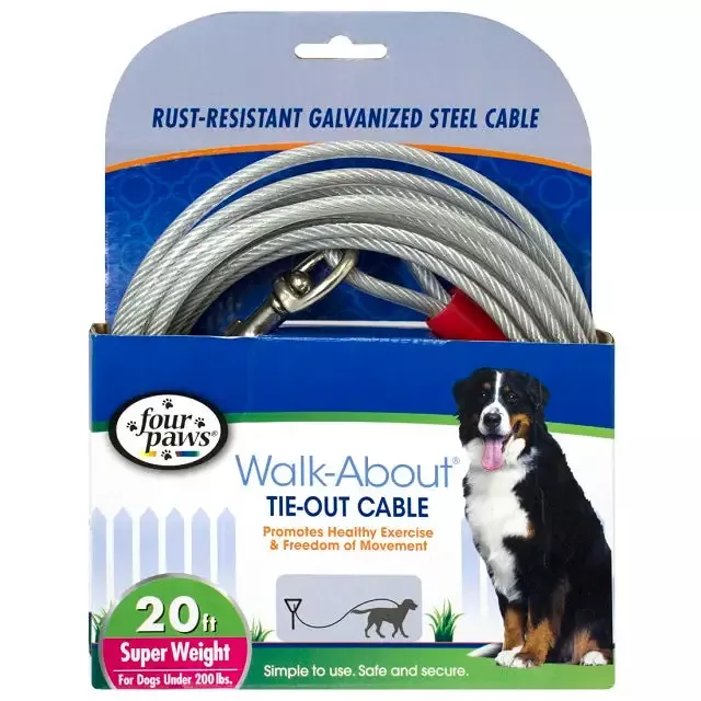 Four Paws Walk-About Super Weight Dog Tie Out Cable 20ft.