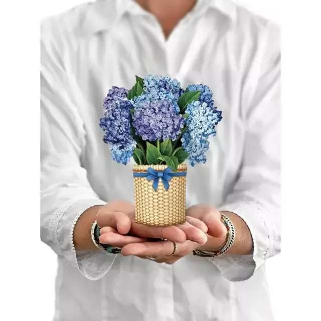 FreshCut Paper Pop Up Mini Nantucket Hydrangeas 3D Greeting Card