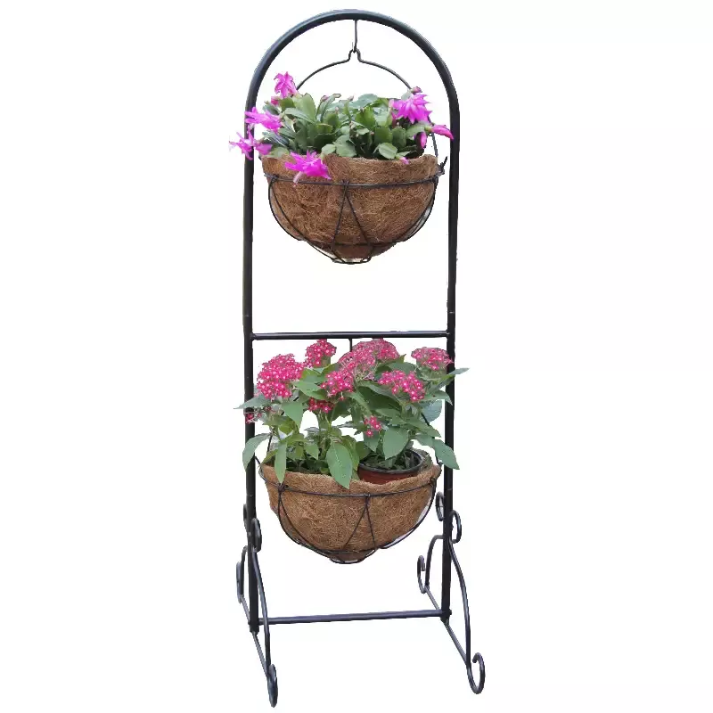 Gardener Select™ Black 2-Basket Wire Patio Planter