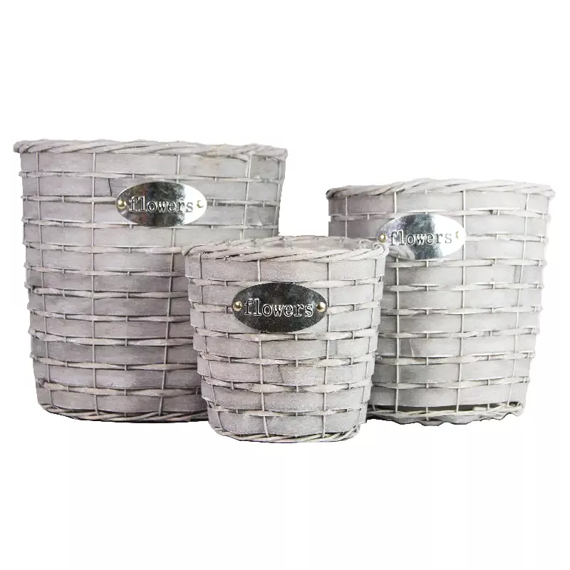 Gardener Select™ Round Wood Weaved Flowers Basket Set