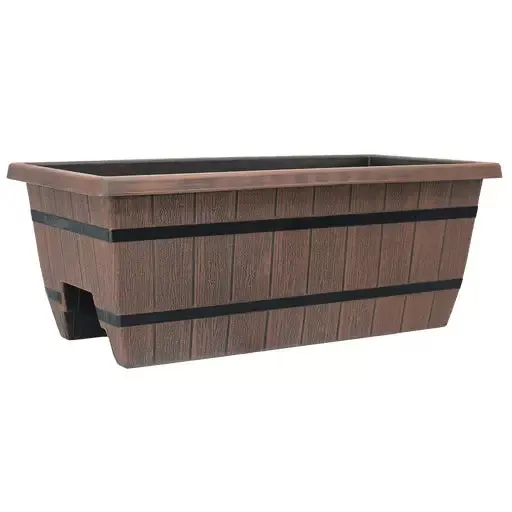 Grower Select 24 in. Cask Railing Window Box Planter