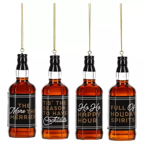 Holiday Spirit Bottle Ornament, Assorted