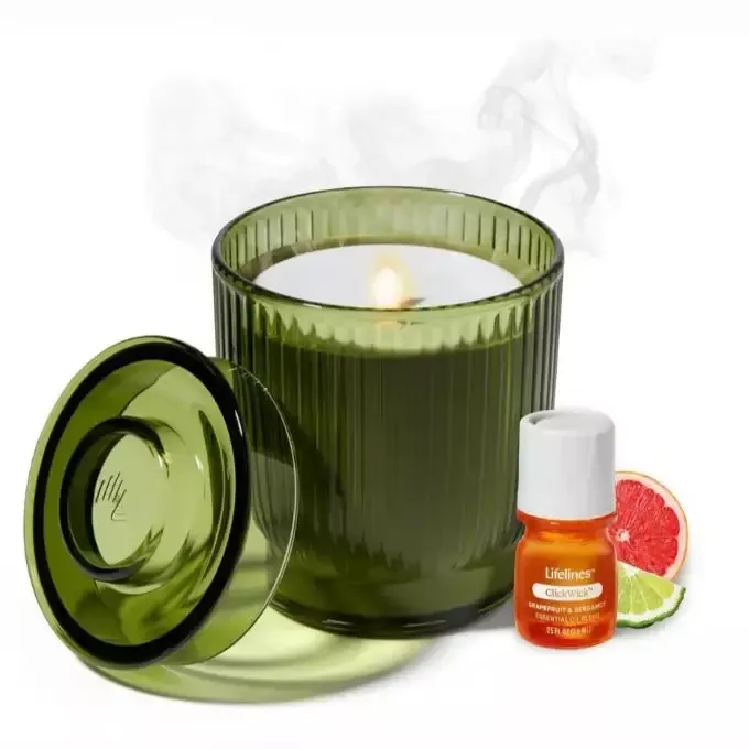 Lifelines Flameless Candle Diffuser – Ribbed Olive