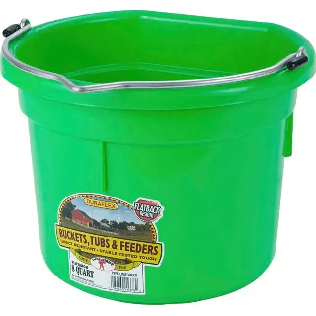 Little Giant Duraflex 8 qt Flat Back Plastic Bucket, Lime Green
