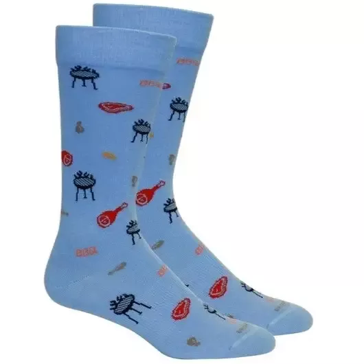 Men’s Que (Barbeque) Socks, Della Blue