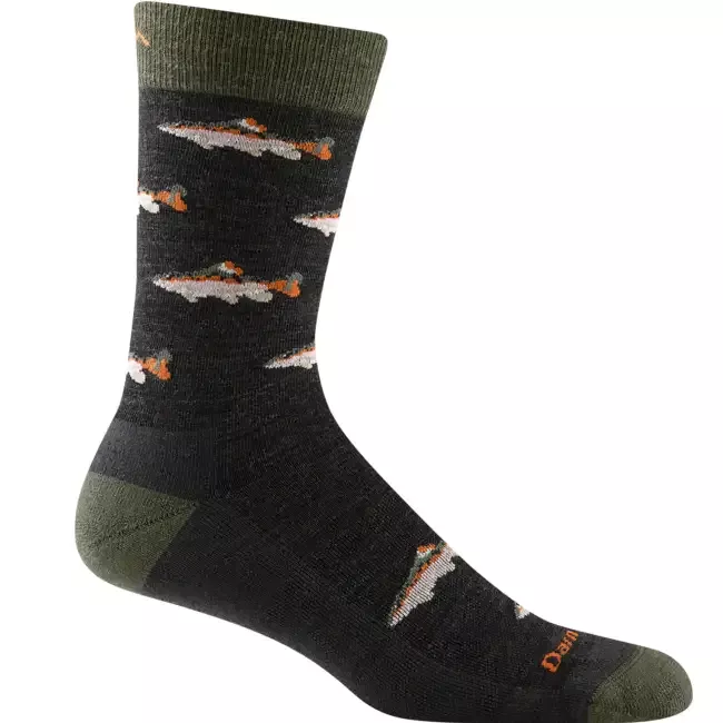 Men’s Spey Fly Crew Lightweight Lifestyle Socks, Charcoal