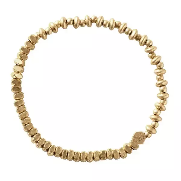 Mini Metal Stacking Bracelet – Mixed Beads Gold