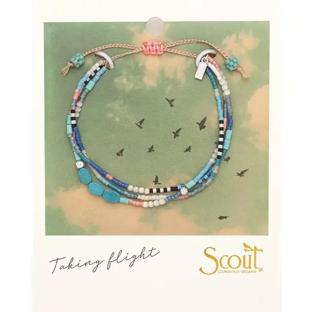 Mixed Media Bracelet – Sky/Turquoise/Silver