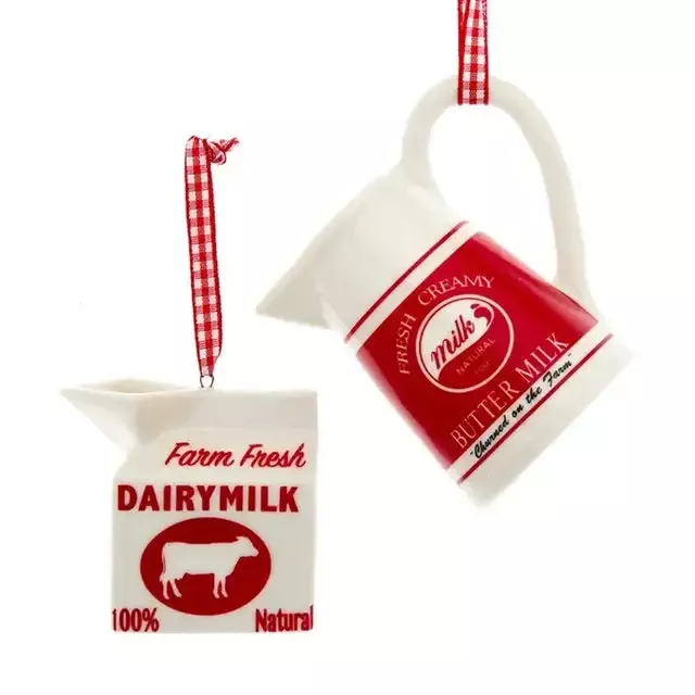 Porcelain Milk Carton or Pot Ornament, Assorted