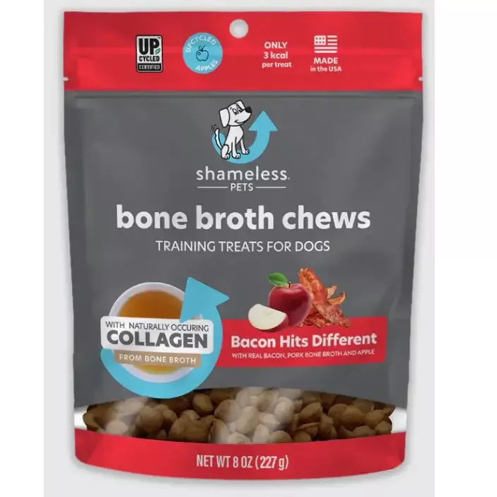 Shameless Pets Bone Broth Chews – Bacon Hits Different, 8oz. Training Treats