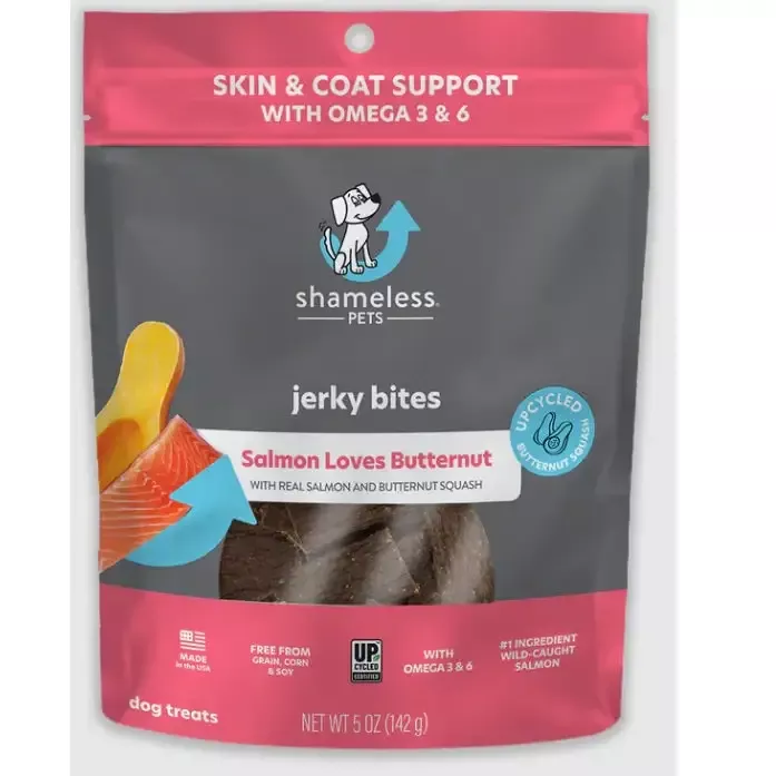 Shameless Pets Jerkey Bites – Salmon Loves Butternut, 5 oz.