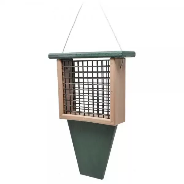 Songbird Essentials Recycled Plastic Suet Feeder with Tail Prop, Driftwood & Hunter Green
