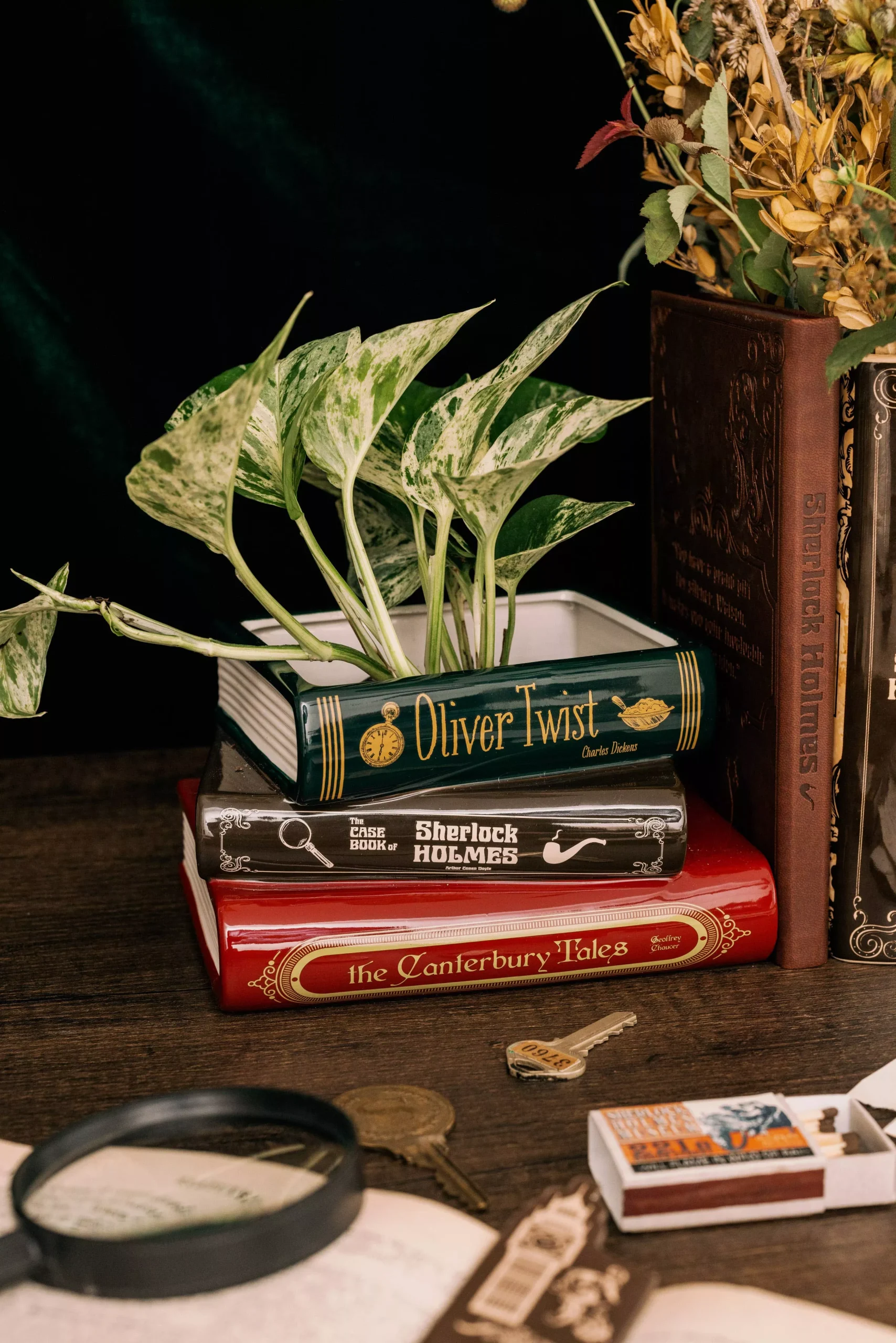 Stacked Book Planter, Sherlock