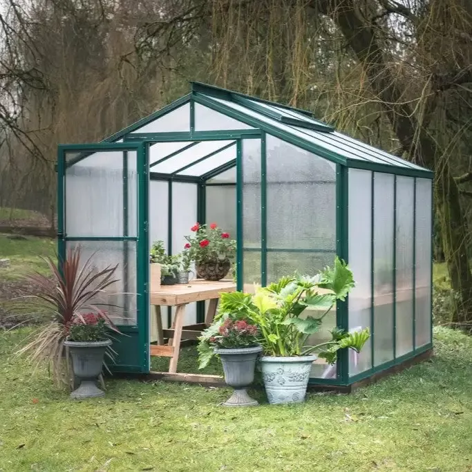 Sunhaven Greenhouse Kit 8 x 8 ft. with 6mm Twinwall Polycarbonate Panels and Aluminum Frame