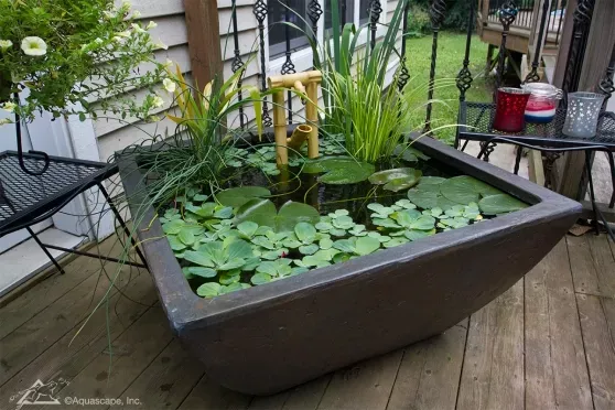 Textured Gray Slate Patio Pond