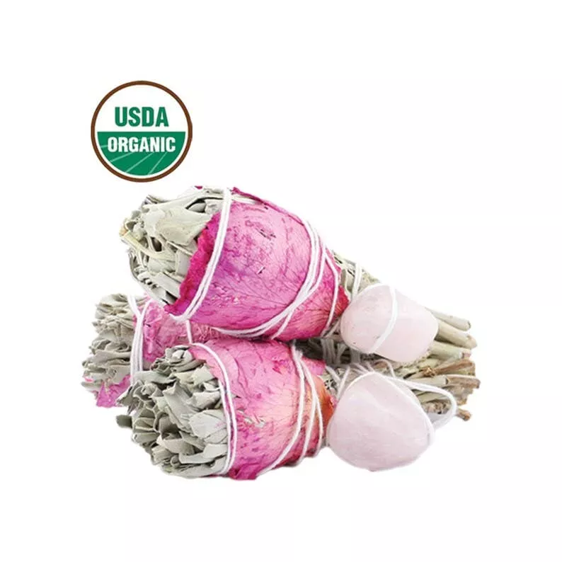 Torch - White Sage w/ Rose Petals + Rose Quartz