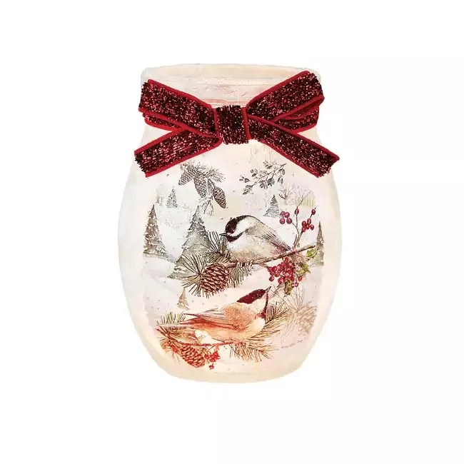 Winter Chickadees Pre-Lit Small Jar with Garland