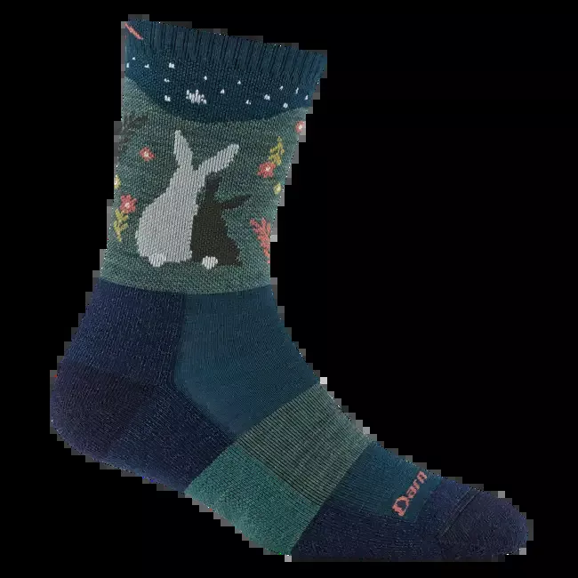 Women’s Critter Club Micro Crew Lightweight Hiking Socks, Bunny (Eclipse)