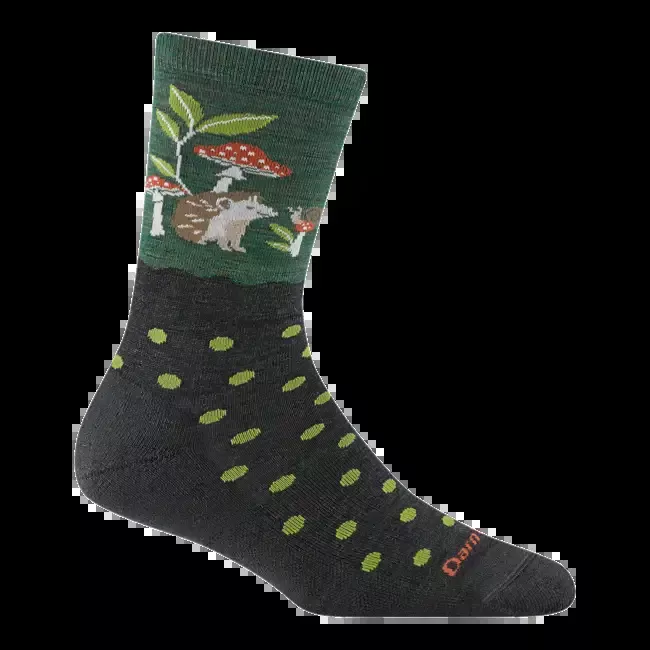 Women’s Wild Life Crew Lightweight Lifestyle Socks, Hedgehog Moss
