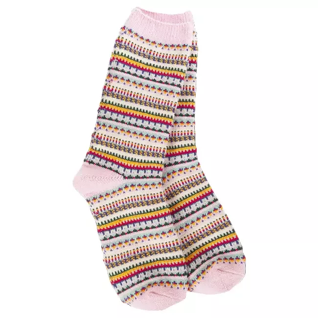World’s Softest Women’s Weekend Crew Sock, Boho Pink Stripe